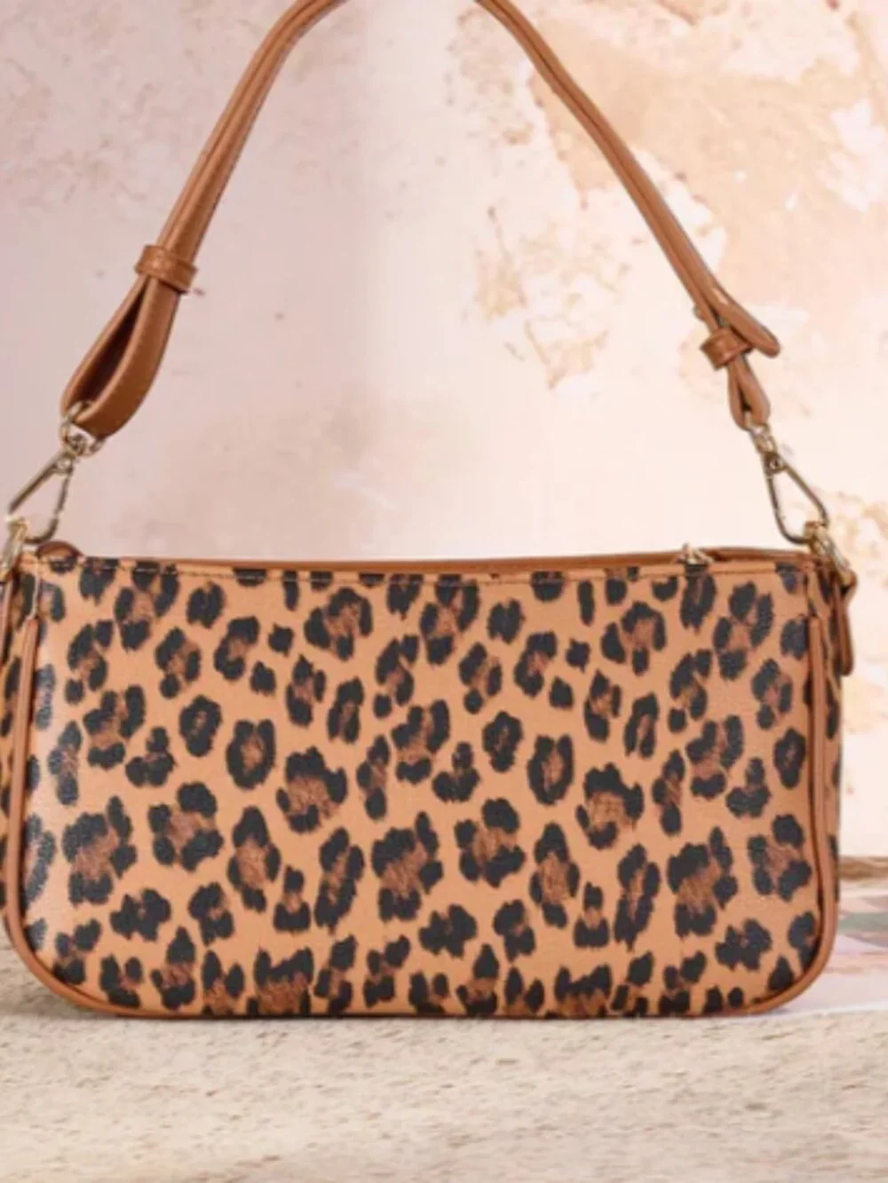 Wrangler Western Leopard Print Shoulder Bag with Chain Detail - Brown NWT